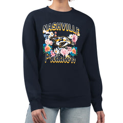 Nashville Predators G-III 4Her by Carl Banks Women's Flower Logo Pullover Sweatshirt Navy
