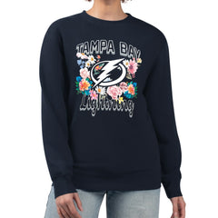 Tampa Bay Lightning G-III 4Her by Carl Banks Women's Flower Logo Pullover Sweatshirt Navy