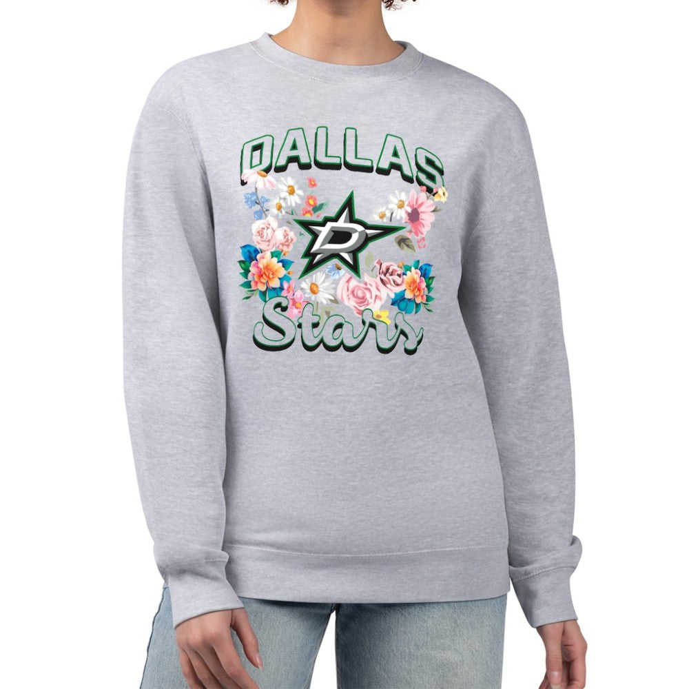 Dallas Stars G-III 4Her by Carl Banks Women's Flower Logo Pullover Sweatshirt Heather Gray