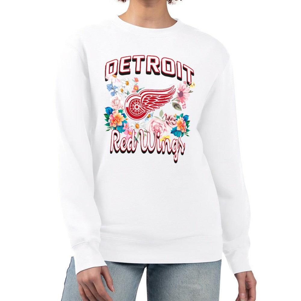Detroit Red Wings G-III 4Her by Carl Banks Women's Flower Logo Pullover Sweatshirt White