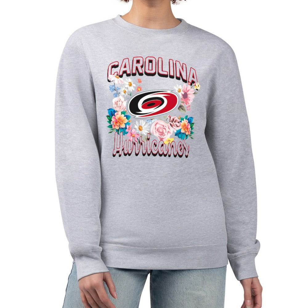 Carolina Hurricanes G-III 4Her by Carl Banks Women's Flower Logo Pullover Sweatshirt Heather Gray