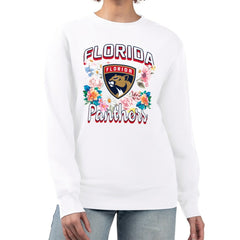 Florida Panthers G-III 4Her by Carl Banks Women's Flower Logo Pullover Sweatshirt White
