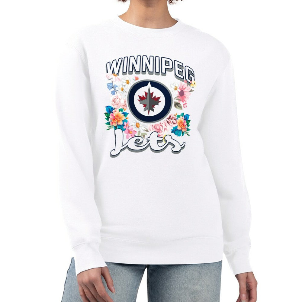 Winnipeg Jets G-III 4Her by Carl Banks Women's Flower Logo Pullover Sweatshirt White