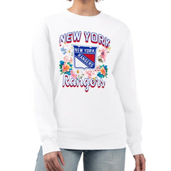 New York Rangers G-III 4Her by Carl Banks Women's Flower Logo Pullover Sweatshirt White