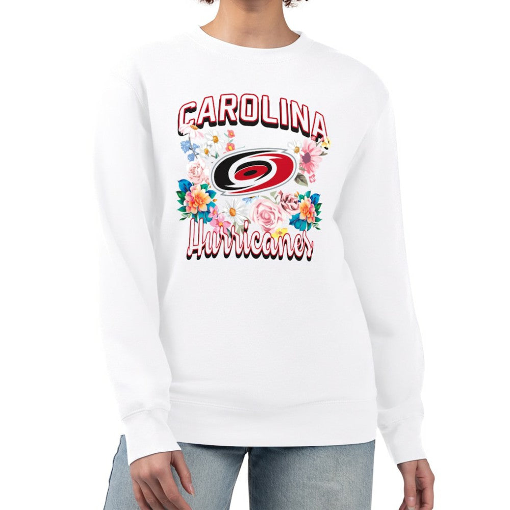 Carolina Hurricanes G-III 4Her by Carl Banks Women's Flower Logo Pullover Sweatshirt White