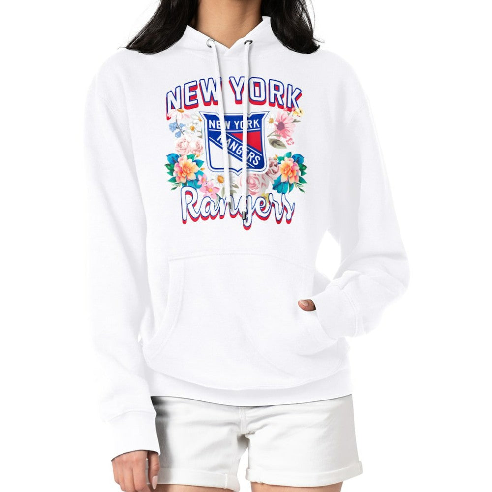 New York Rangers G-III 4Her by Carl Banks Women's Flower Logo Pullover Hoodie White