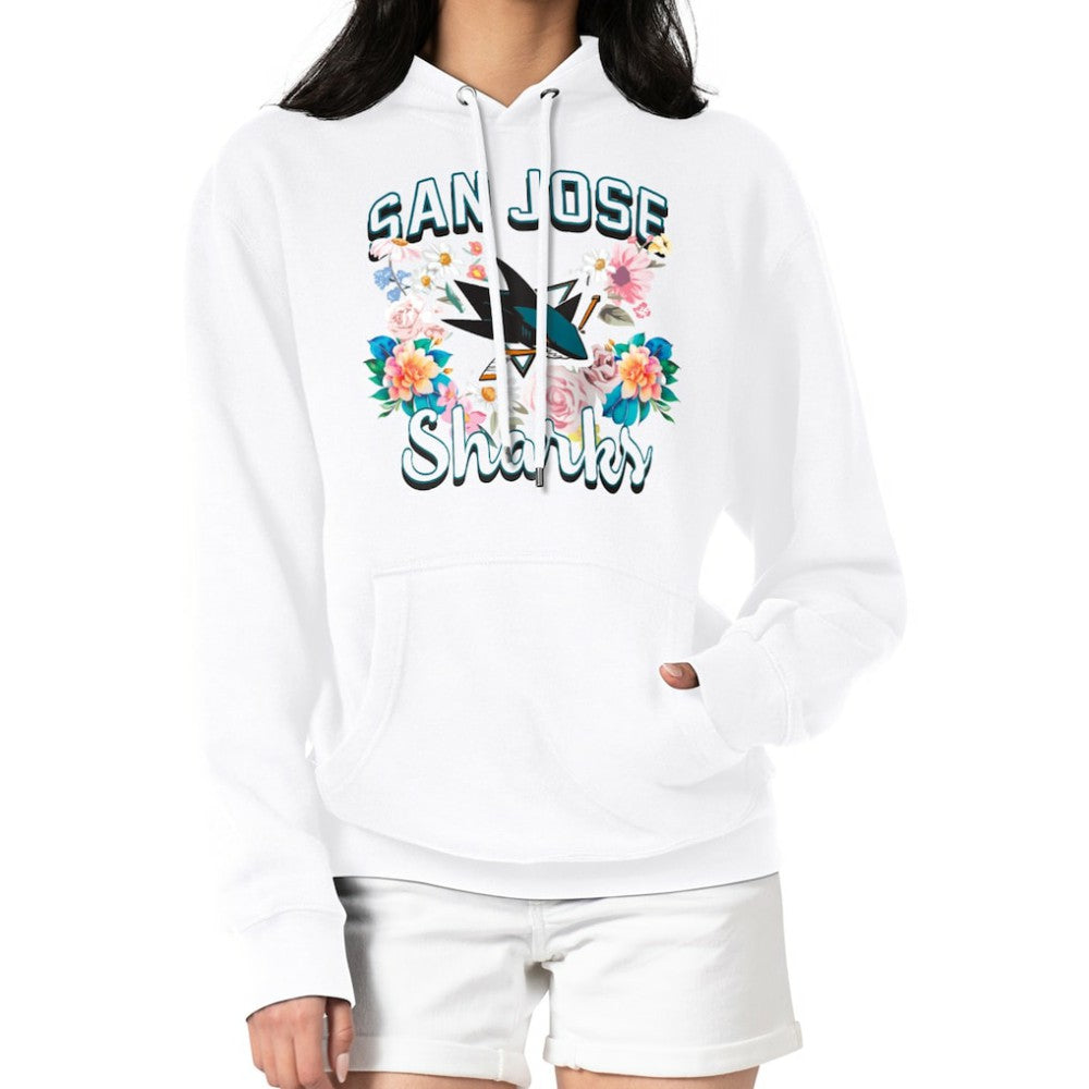 San Jose Sharks G-III 4Her by Carl Banks Women's Flower Logo Pullover Hoodie White