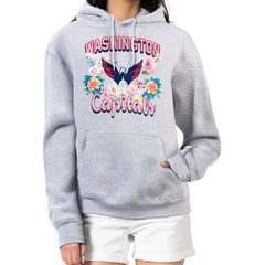 Washington Capitals G-III 4Her by Carl Banks Women's Flower Logo Pullover Hoodie Heather Gray