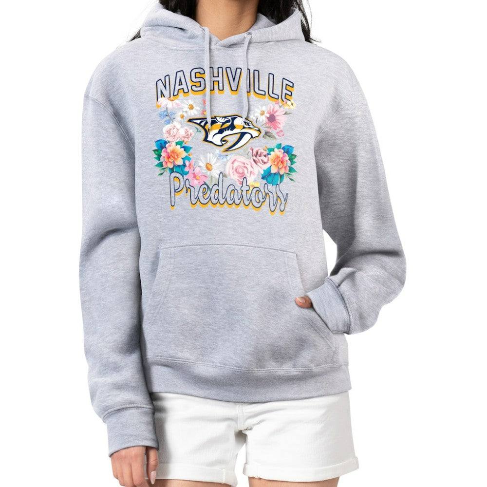 Nashville Predators G-III 4Her by Carl Banks Women's Flower Logo Pullover Hoodie Heather Gray