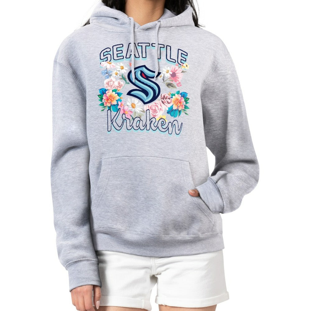 Seattle Kraken G-III 4Her by Carl Banks Women's Flower Logo Pullover Hoodie Heather Gray