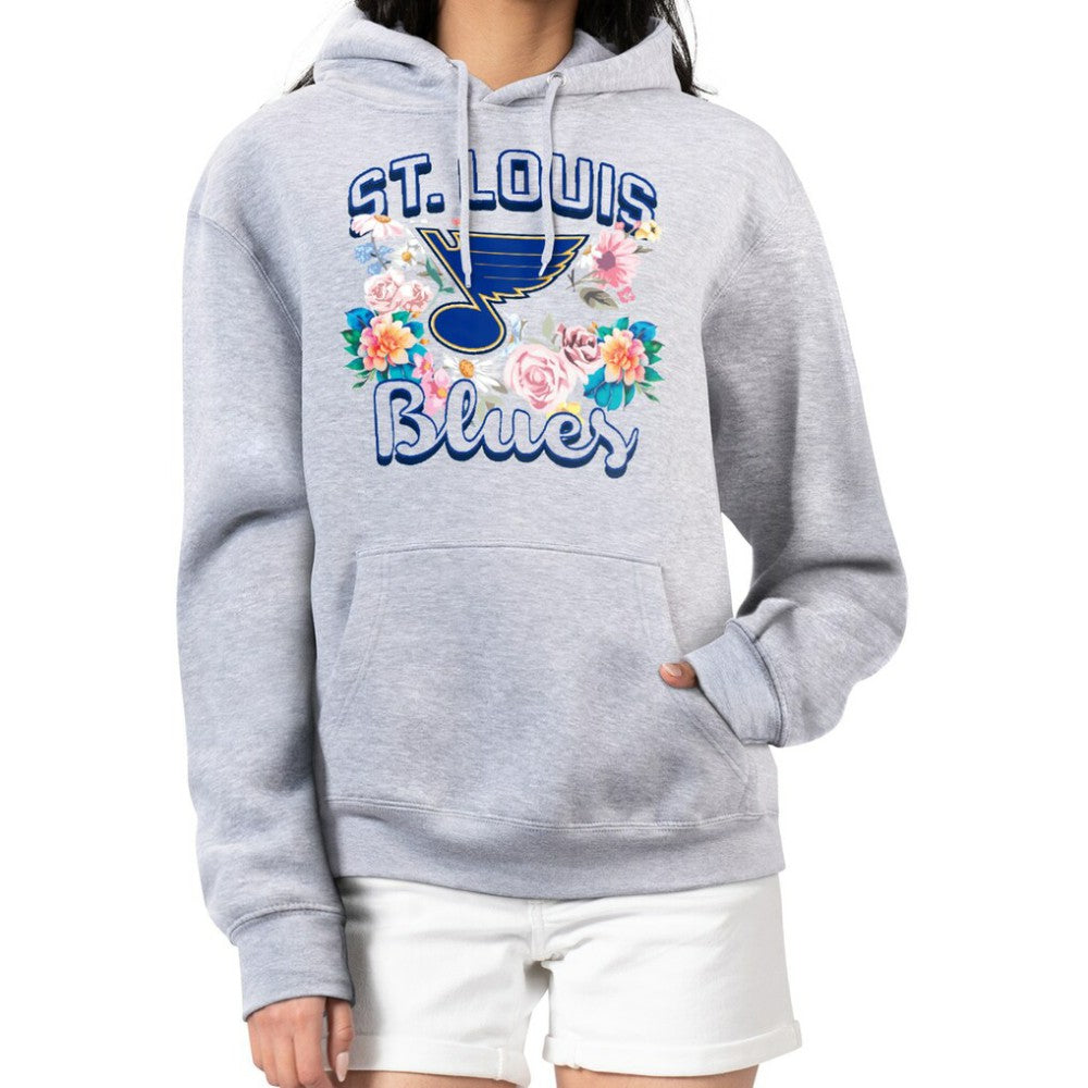 St. Louis Blues G-III 4Her by Carl Banks Women's Flower Logo Pullover Hoodie Heather Gray