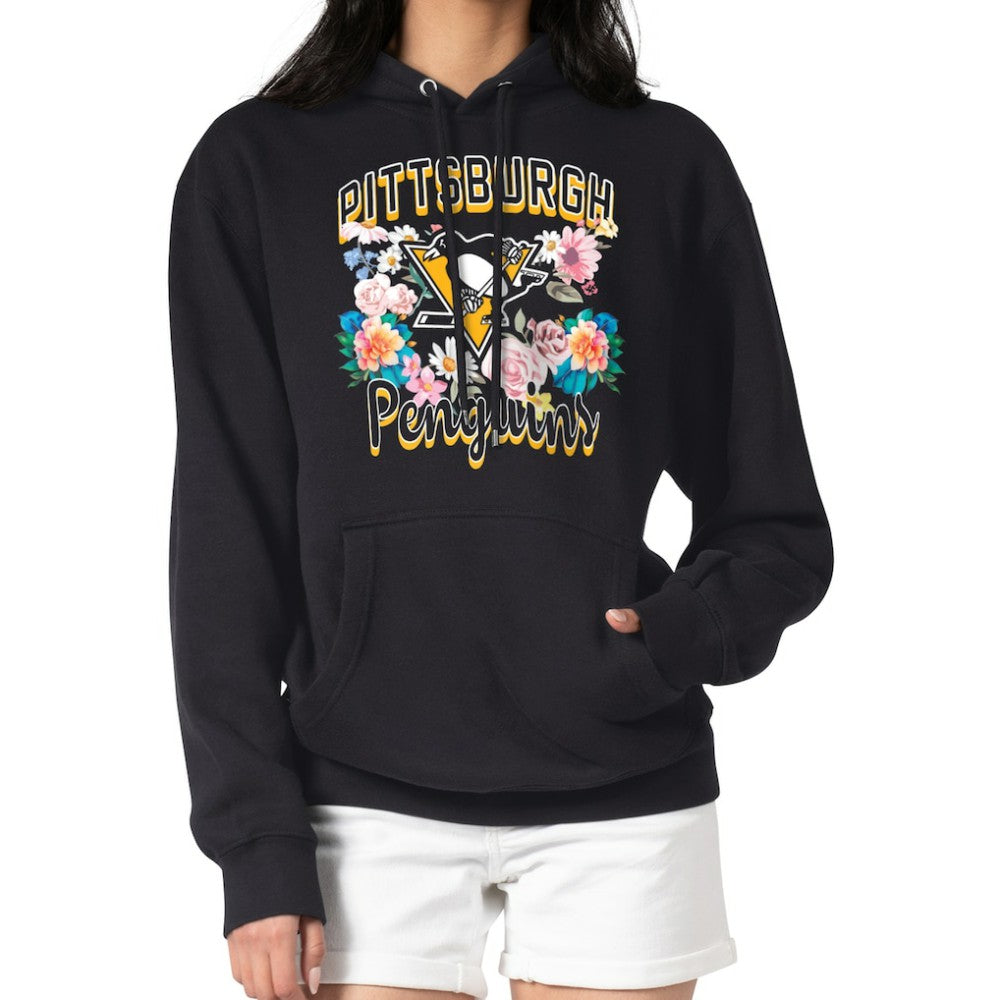 Pittsburgh Penguins G-III 4Her by Carl Banks Women's Flower Logo Pullover Hoodie Black