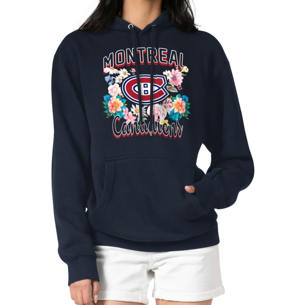 Montreal Canadiens G-III 4Her by Carl Banks Women's Flower Logo Pullover Hoodie Navy