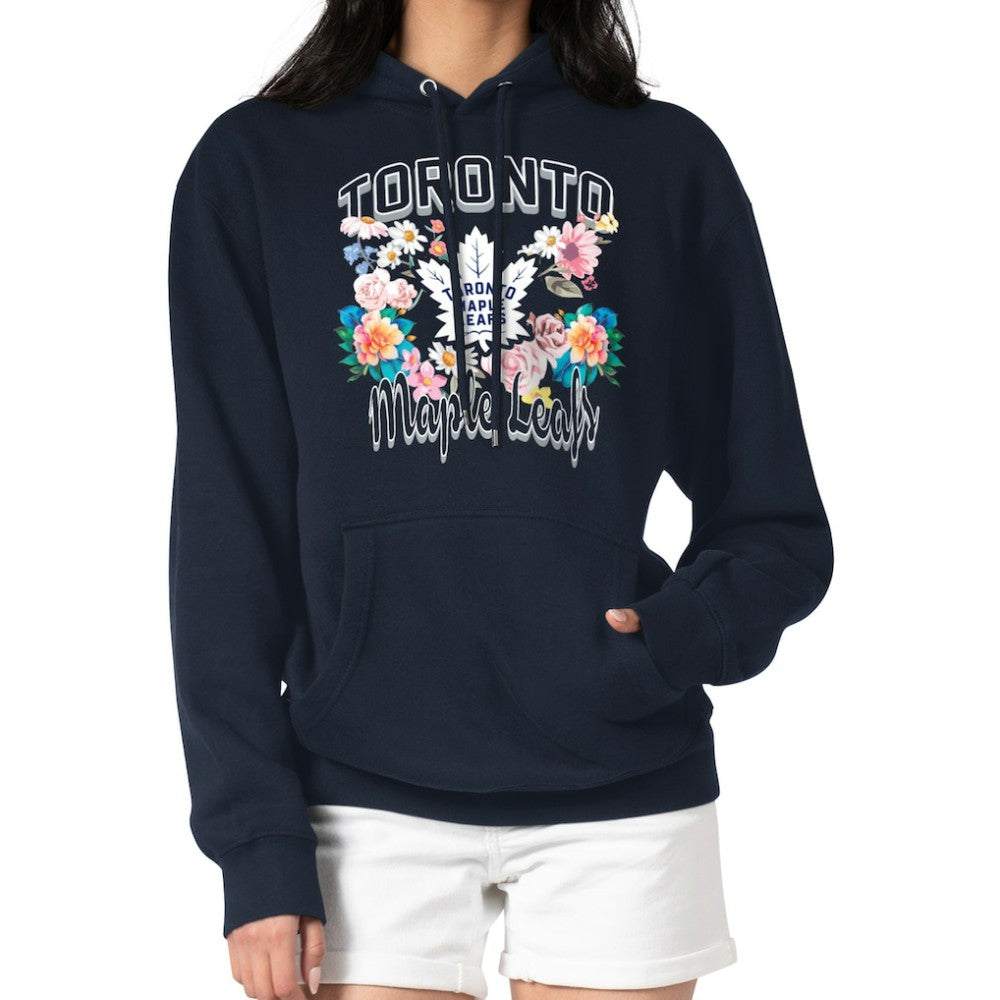 Toronto Maple Leafs G-III 4Her by Carl Banks Women's Flower Logo Pullover Hoodie Navy