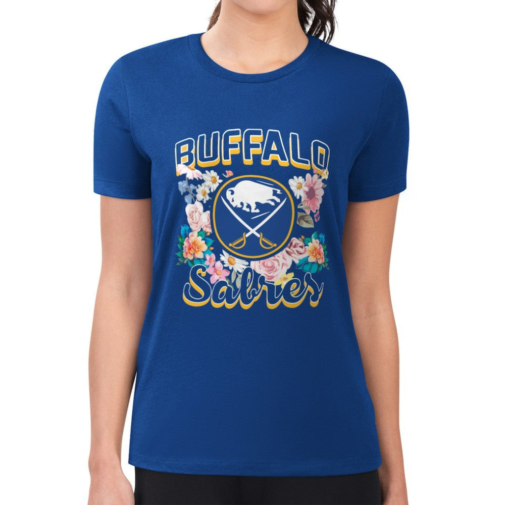 Buffalo Sabres G-III 4Her by Carl Banks Women's Super-Slim Fit Lightweight Flower Logo T-Shirt Royal