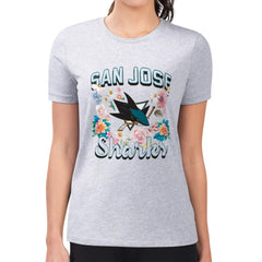 San Jose Sharks G-III 4Her by Carl Banks Women's Super-Slim Fit Lightweight Flower Logo T-Shirt Heather Gray