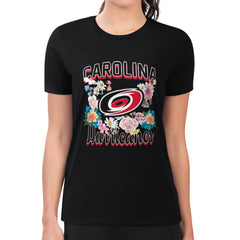 Carolina Hurricanes G-III 4Her by Carl Banks Women's Super-Slim Fit Lightweight Flower Logo T-Shirt Black