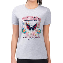 Washington Capitals G-III 4Her by Carl Banks Women's Super-Slim Fit Lightweight Flower Logo T-Shirt Heather Gray