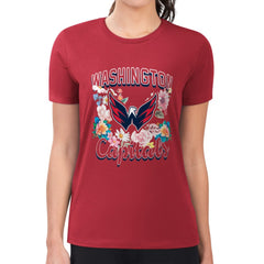 Washington Capitals G-III 4Her by Carl Banks Women's Super-Slim Fit Lightweight Flower Logo T-Shirt Red