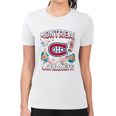 Montreal Canadiens G-III 4Her by Carl Banks Women's Super-Slim Fit Lightweight Flower Logo T-Shirt White