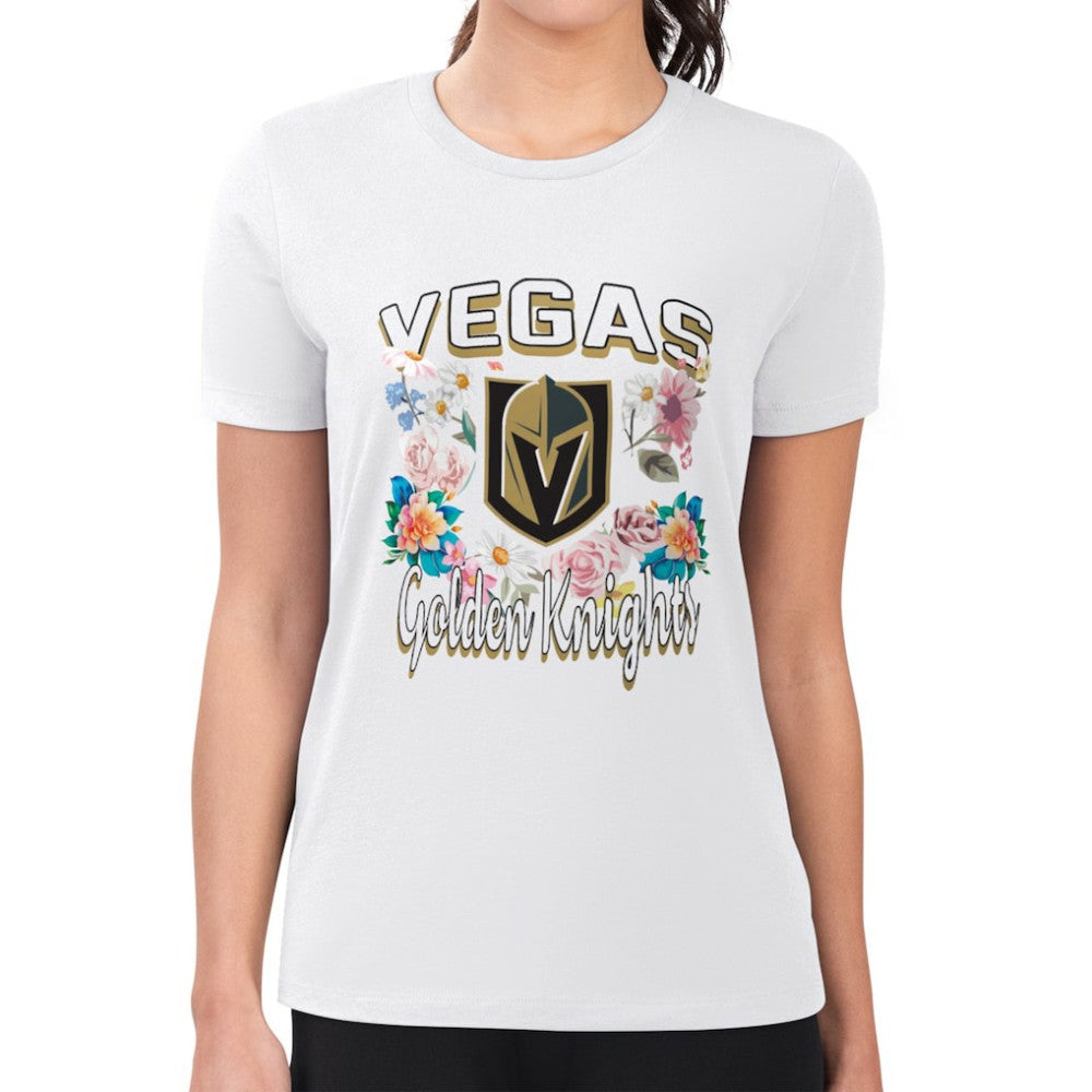 Vegas Golden Knights G-III 4Her by Carl Banks Women's Super-Slim Fit Lightweight Flower Logo T-Shirt White