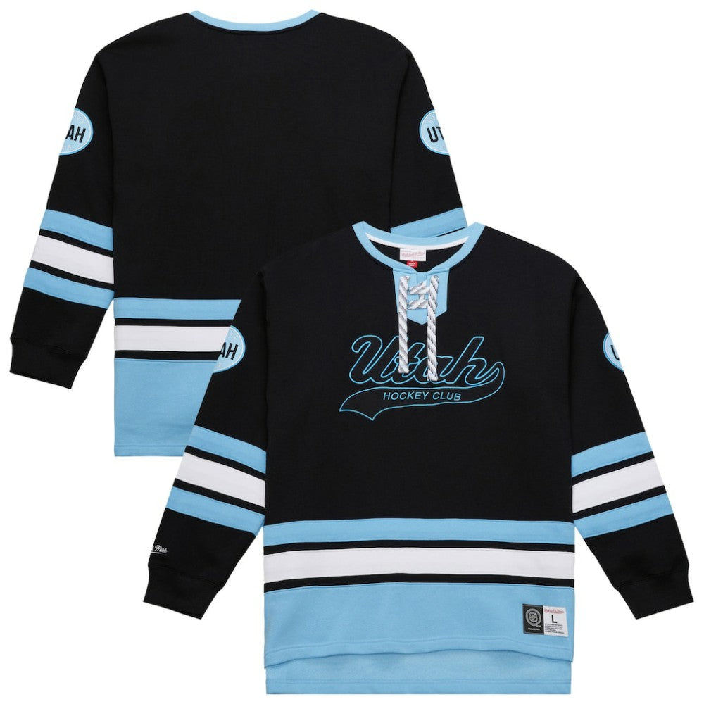 Utah Hockey Club Mitchell & Ness Heritage Lace-Up Pullover Sweatshirt Black