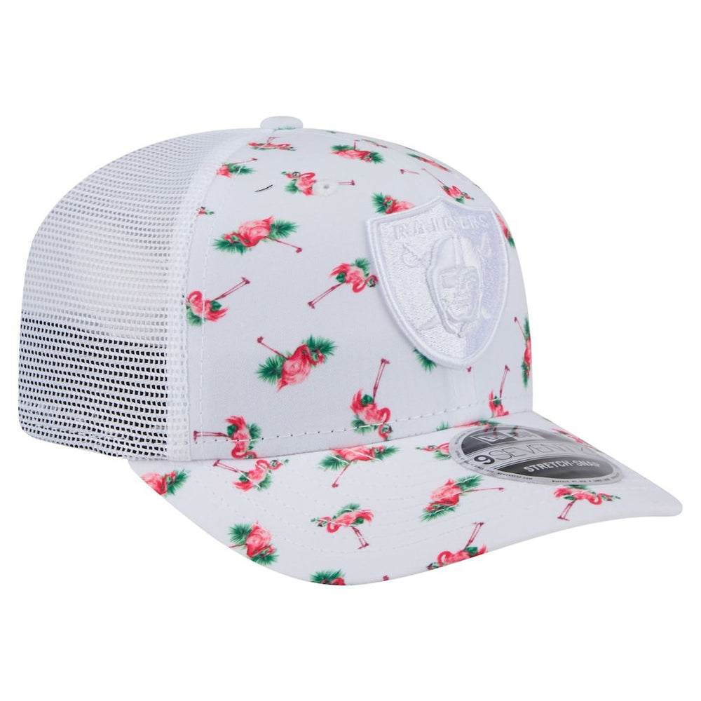 Las Vegas Raiders New Era Adventure Flamingo Pattern 9SEVENTY Stretch-Snap Hat - White discount