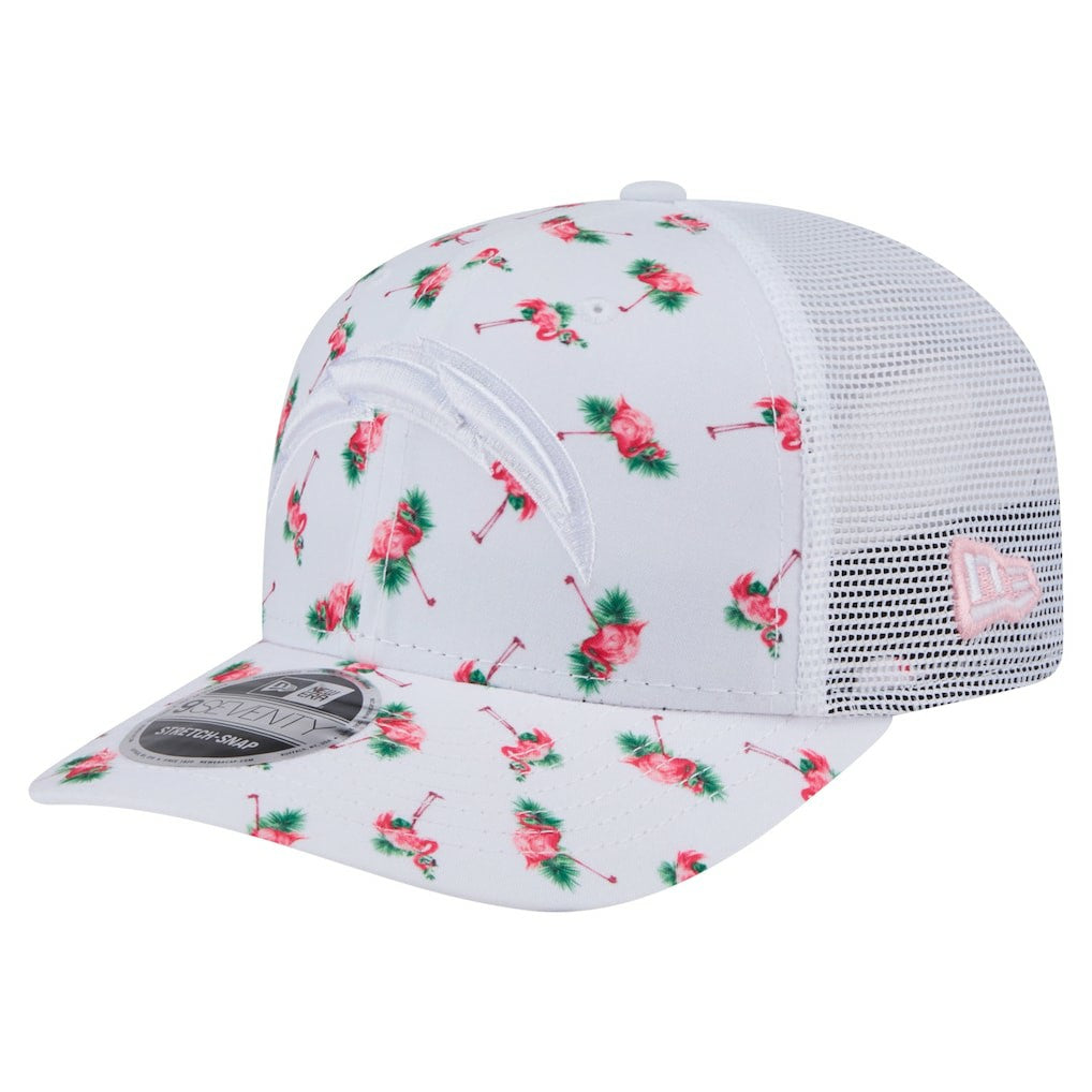 Los Angeles Chargers New Era Adventure Flamingo Pattern 9SEVENTY Stretch-Snap Hat - White discount