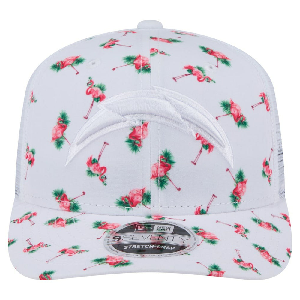 Los Angeles Chargers New Era Adventure Flamingo Pattern 9SEVENTY Stretch-Snap Hat - White discount