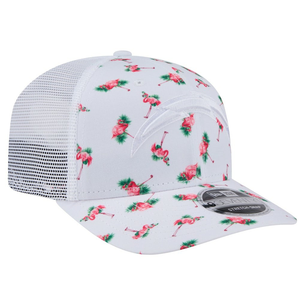 Los Angeles Chargers New Era Adventure Flamingo Pattern 9SEVENTY Stretch-Snap Hat - White discount