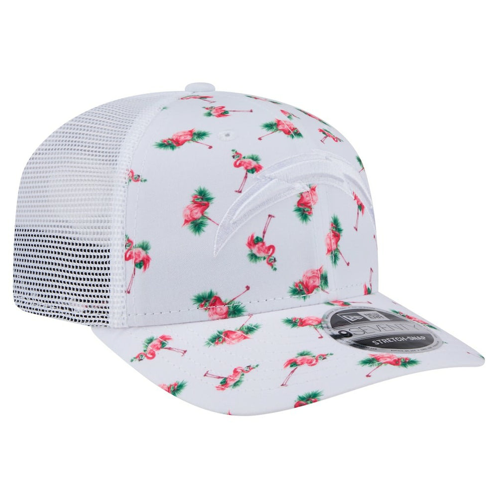 Los Angeles Chargers New Era Adventure Flamingo Pattern 9SEVENTY Stretch-Snap Hat - White discount