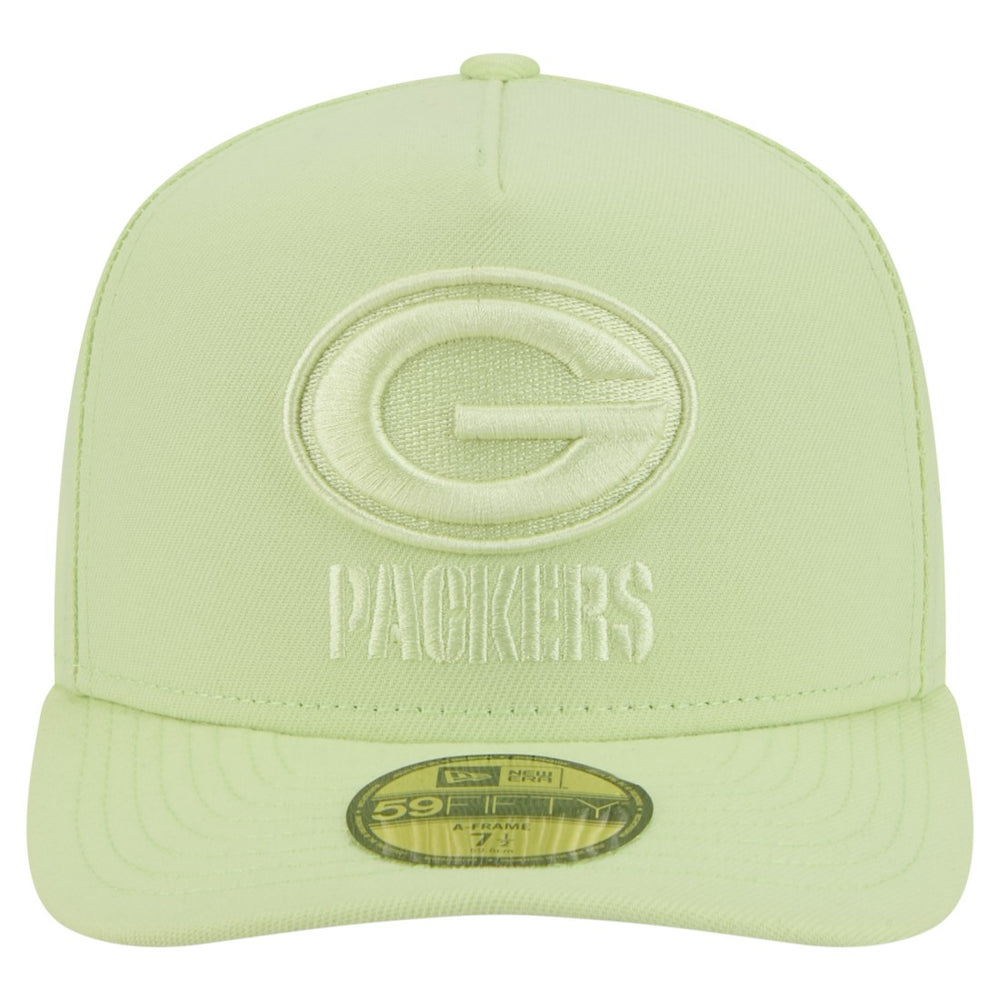 Green Bay Packers New Era Color Pack A-Frame 59FIFTY Fitted Hat - Light Green sale