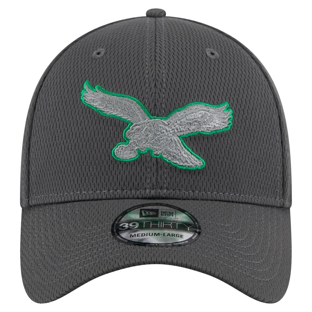 Philadelphia Eagles New Era Throwback Logo Main 39THIRTY Flex Hat - Graphite on sale
