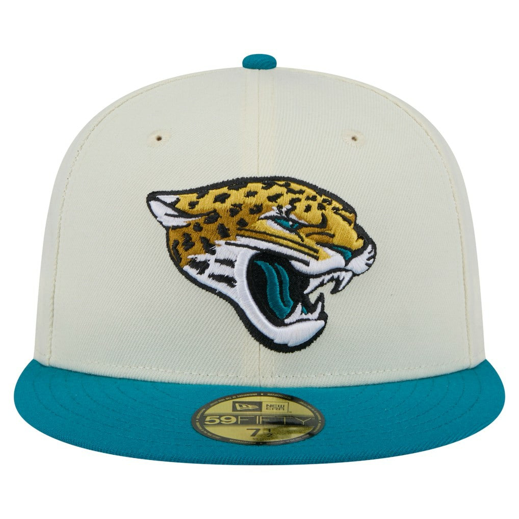 Jacksonville Jaguars New Era Main 59FIFTY Fitted Hat - Cream/Teal cheap