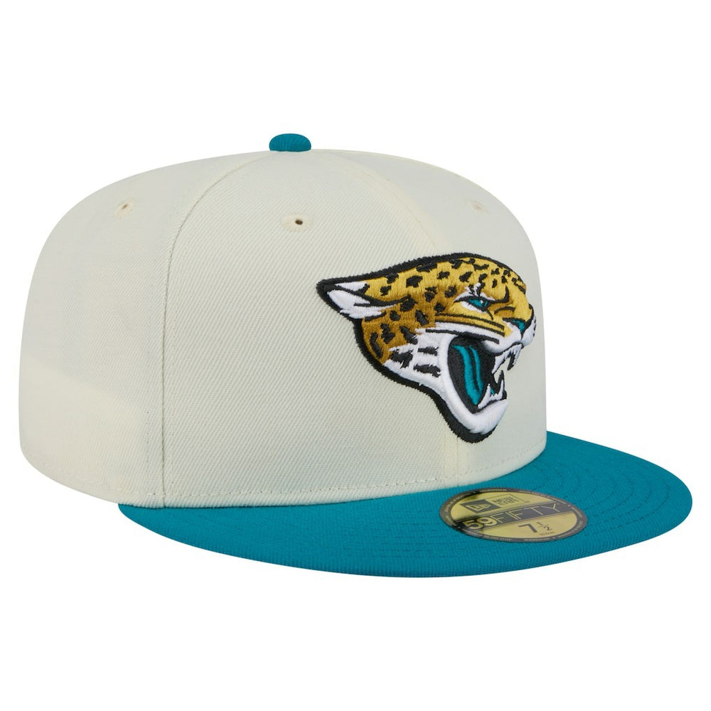 Jacksonville Jaguars New Era Main 59FIFTY Fitted Hat - Cream/Teal cheap