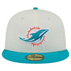 Miami Dolphins New Era Main 59FIFTY Fitted Hat - Cream/Aqua outlet