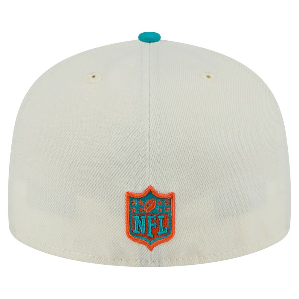 Miami Dolphins New Era Main 59FIFTY Fitted Hat - Cream/Aqua outlet