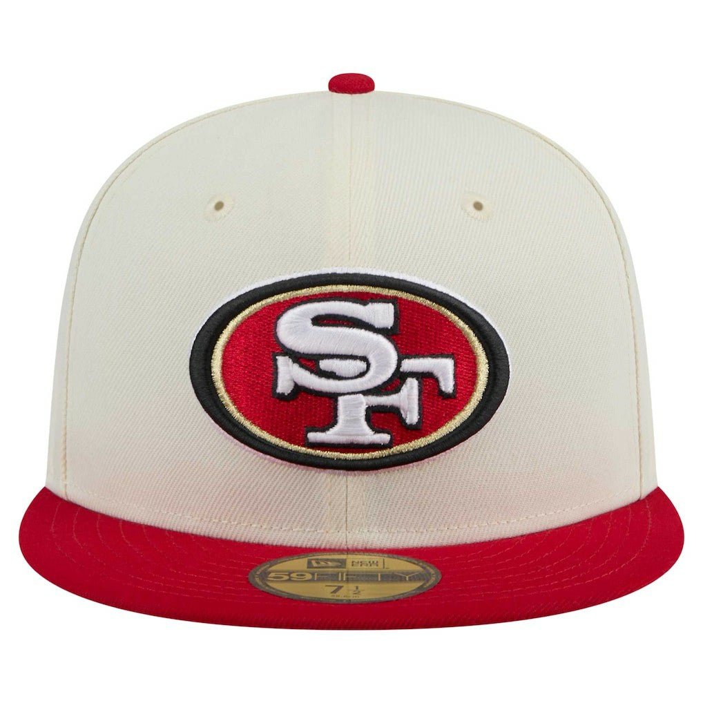 San Francisco 49ers New Era Main 59FIFTY Fitted Hat - Cream/Scarlet for sale