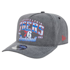 Philadelphia 76ers Throwback Washed Pre-Curved 9FIFTY Snapback Hat - Charcoal | New Era cheap