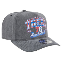 Philadelphia 76ers Throwback Washed Pre-Curved 9FIFTY Snapback Hat - Charcoal | New Era cheap