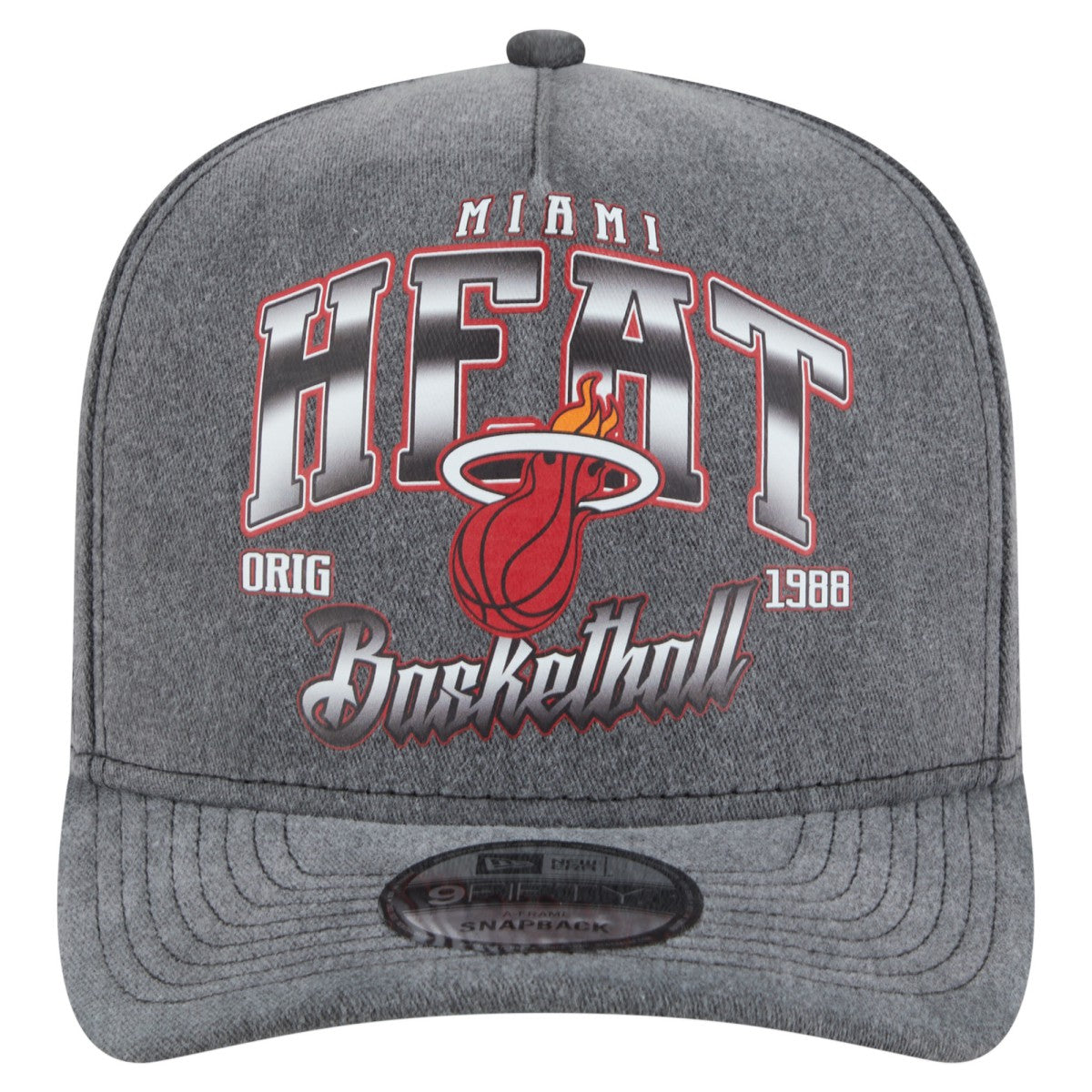 Miami Heat Throwback Washed Pre-Curved 9FIFTY Snapback Hat - Charcoal | New Era outlet