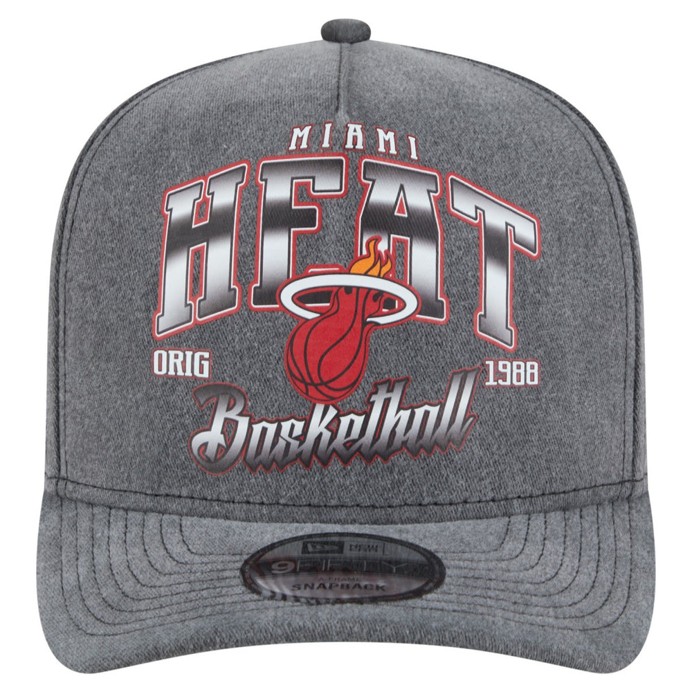 Miami Heat Throwback Washed Pre-Curved 9FIFTY Snapback Hat - Charcoal | New Era outlet