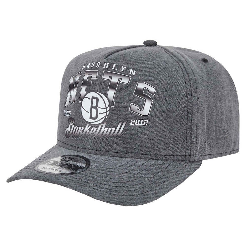 Brooklyn Nets Throwback Washed Pre-Curved 9FIFTY Snapback Hat - Charcoal | New Era outlet