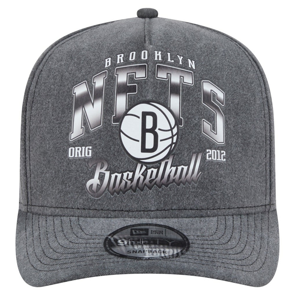 Brooklyn Nets Throwback Washed Pre-Curved 9FIFTY Snapback Hat - Charcoal | New Era outlet