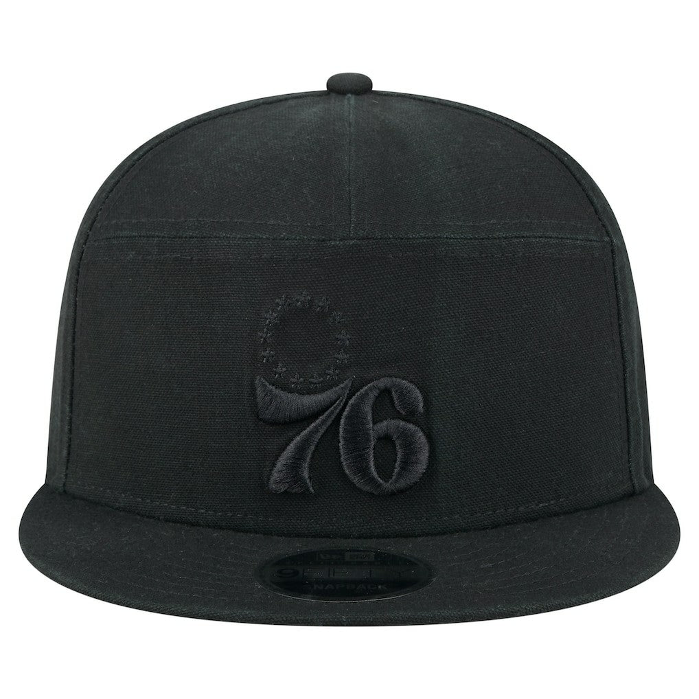 Philadelphia 76ers Adventure Canvas Split Panel 9FIFTY Snapback Hat - Black | New Era shop