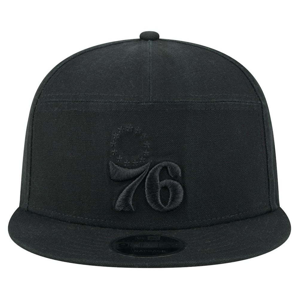 Philadelphia 76ers Adventure Canvas Split Panel 9FIFTY Snapback Hat - Black | New Era shop