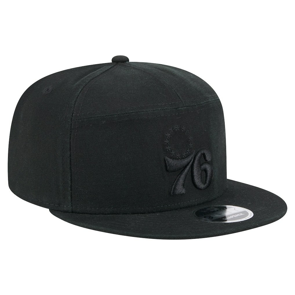 Philadelphia 76ers Adventure Canvas Split Panel 9FIFTY Snapback Hat - Black | New Era shop