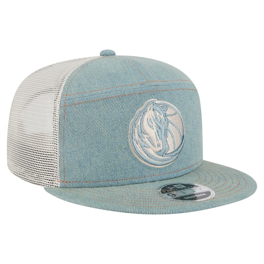 Dallas Mavericks Adventure Denim Split Panel 9FIFTY Snapback Trucker Hat | New Era sale