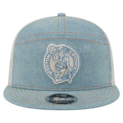 Boston Celtics Adventure Denim Split Panel 9FIFTY Snapback Trucker Hat | New Era discount