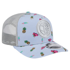 Brooklyn Nets Adventure Aloha Pattern 9SEVENTY Stretch-Snap Hat - Light Blue/Gray | New Era shop